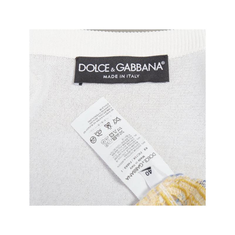 Dolce & Gabbana Majolica broderie anglaise dentelle cardigan en coton crème IT40 S en vente 5