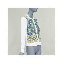 DOLCE GABBANA Majolica embroidery anglais lace cream cotton cardigan IT40 S