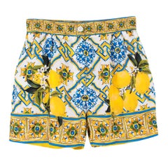 Dolce & Gabbana Majolica & Lemon-print Silk Shorts IT 40