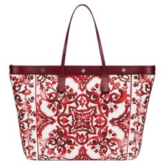 Dolce & Gabbana Majolica Print Cotton Tote Bag — Red