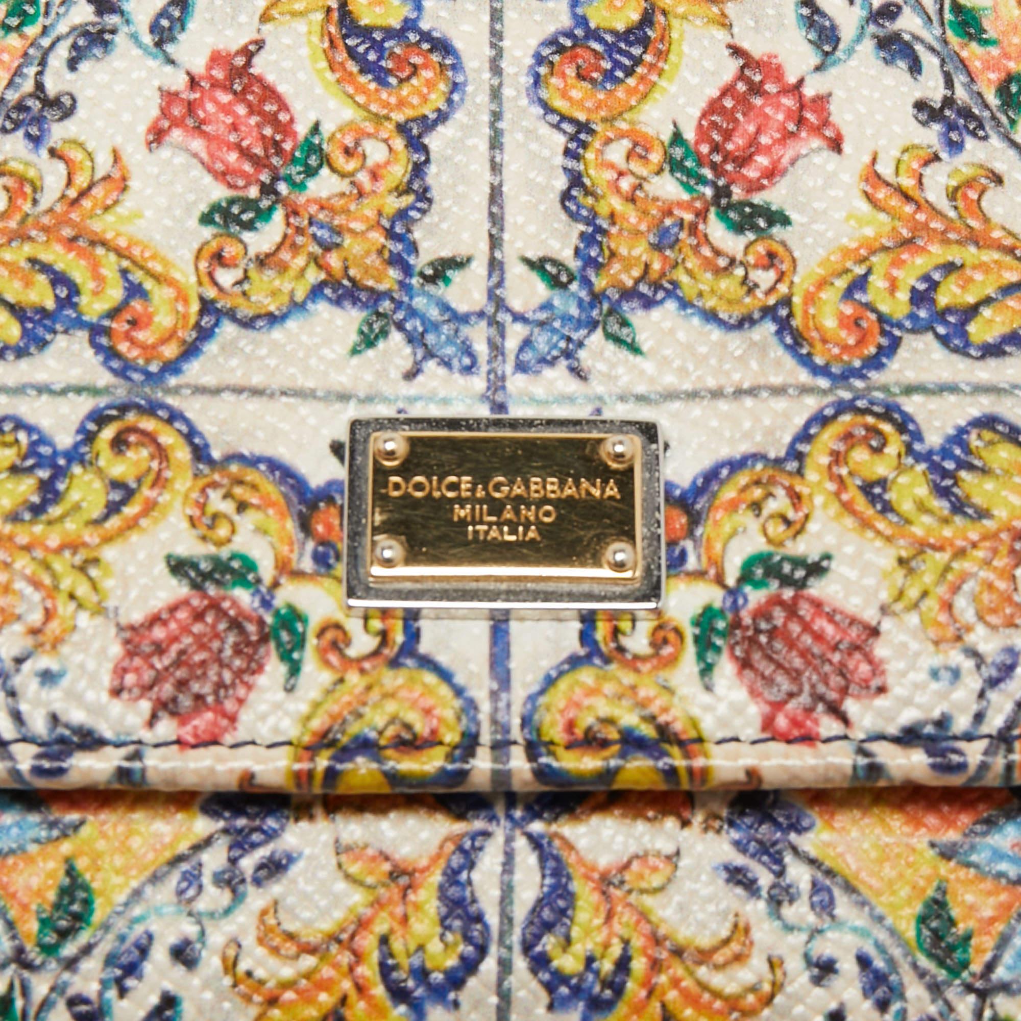 Dolce & Gabbana Majolica Print Leather Miss Sicily Von Wallet On Chain 5