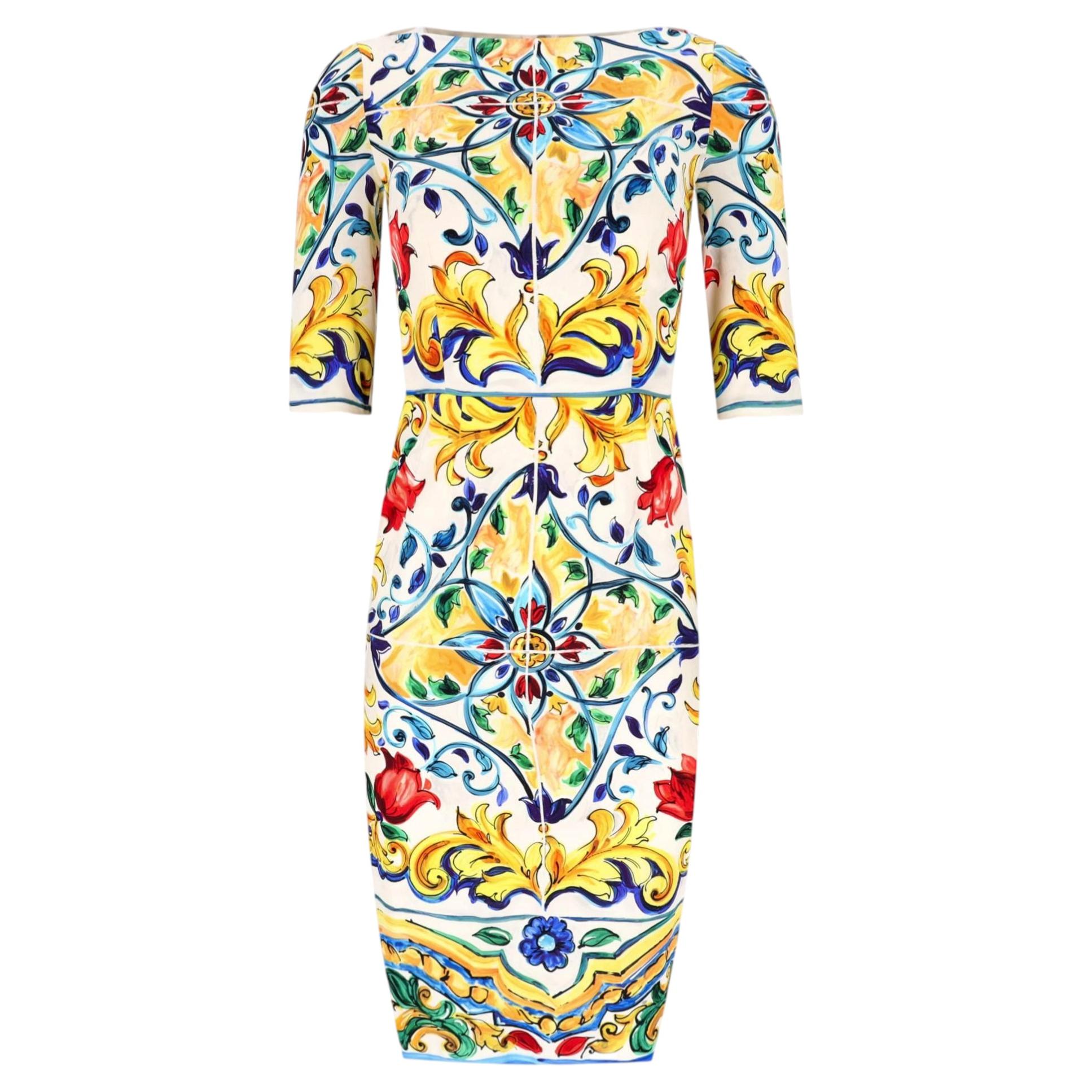 Dolce & Gabbana Majolica Print Silk Dress