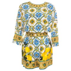 Dolce & Gabbana Majolica Printed Silk Top and Shorts Set S
