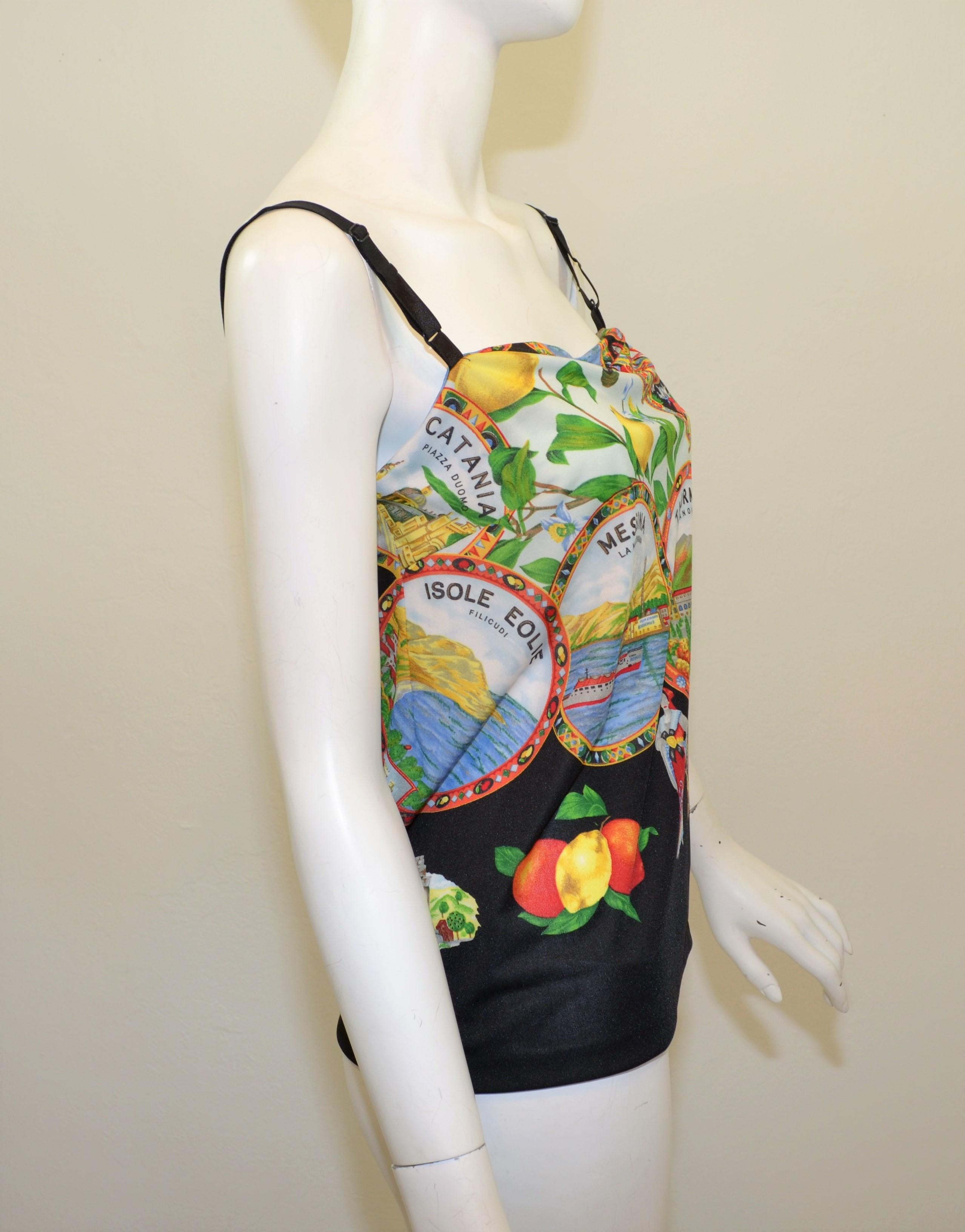 Black Dolce & Gabbana Mare “Isole Eolie” Printed Camisole Top