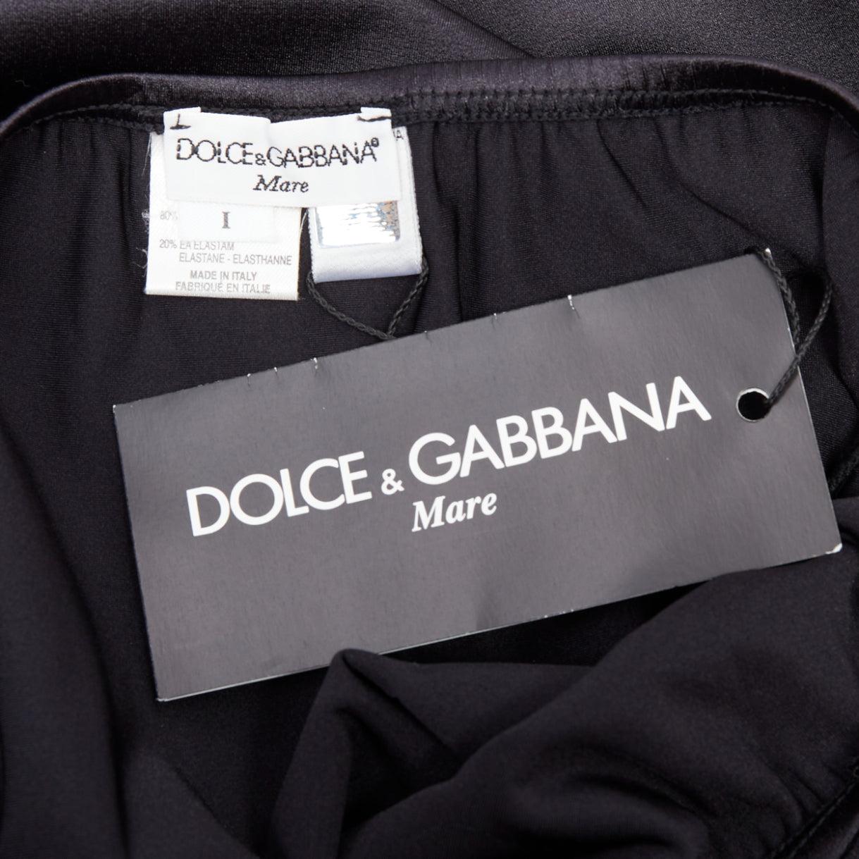 DOLCE GABBANA MARE Gonna vintage nera trasparente con logo DG in resina IT40 S in vendita 3