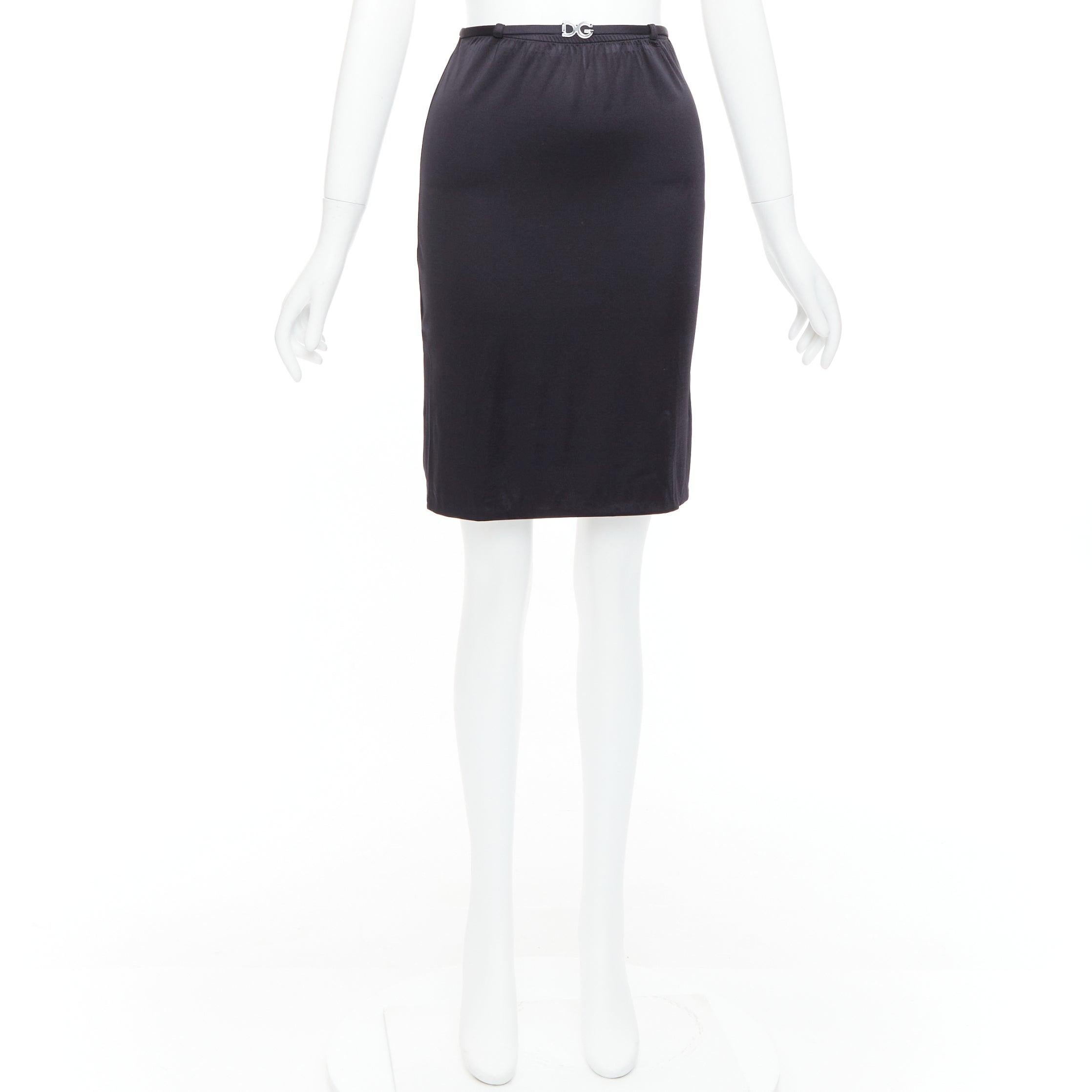DOLCE GABBANA MARE Gonna vintage nera trasparente con logo DG in resina IT40 S in vendita 4