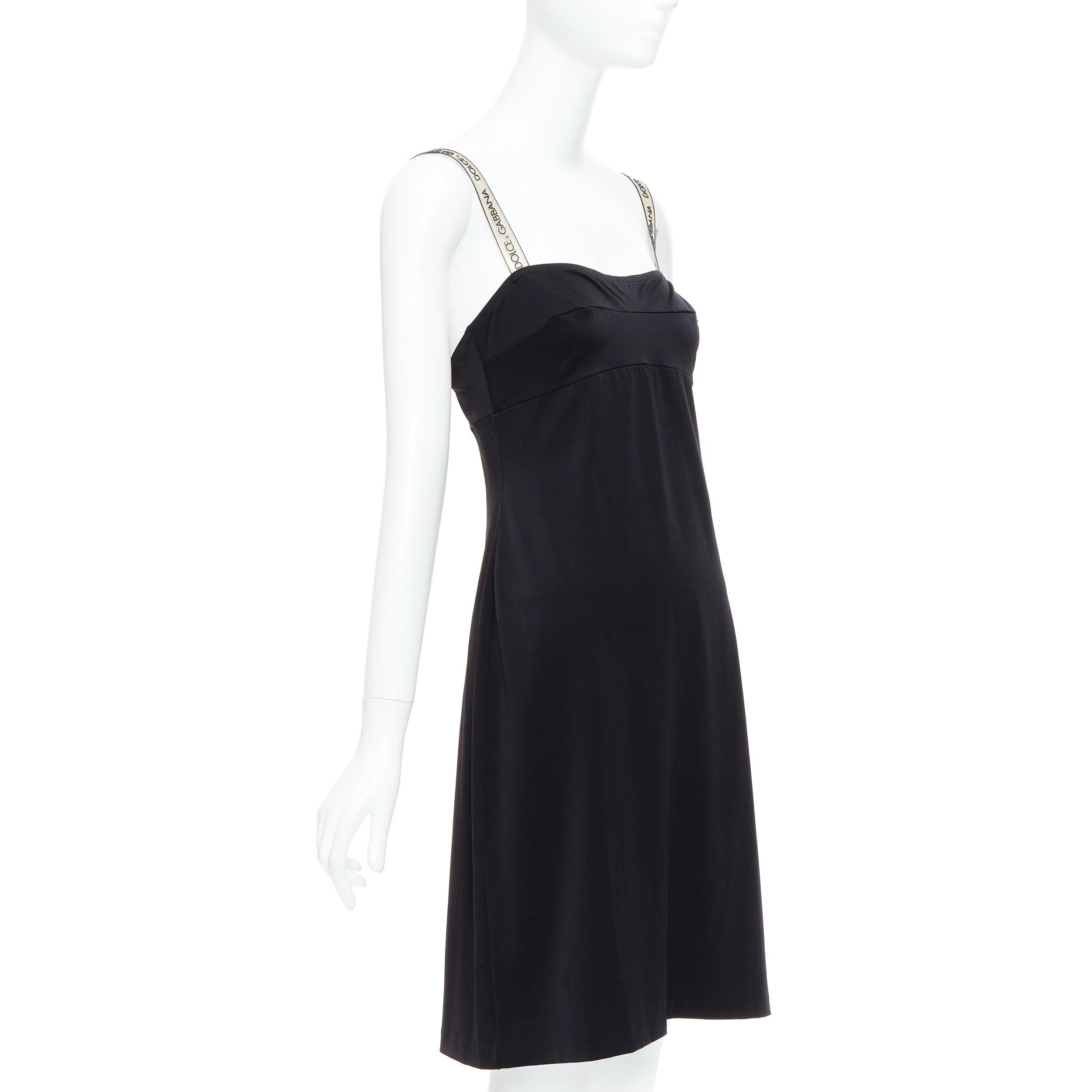 Black DOLCE GABBANA Mare Vintage black logo clear PVC strap bustier dress IT44 L For Sale