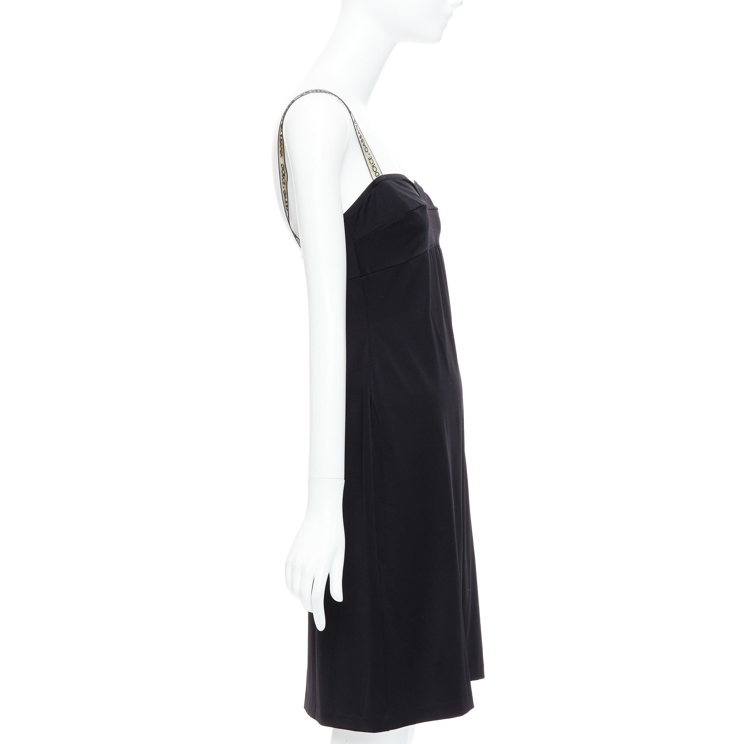 DOLCE GABBANA Mare Vintage black logo clear PVC strap bustier dress IT44 L In Good Condition For Sale In Hong Kong, NT