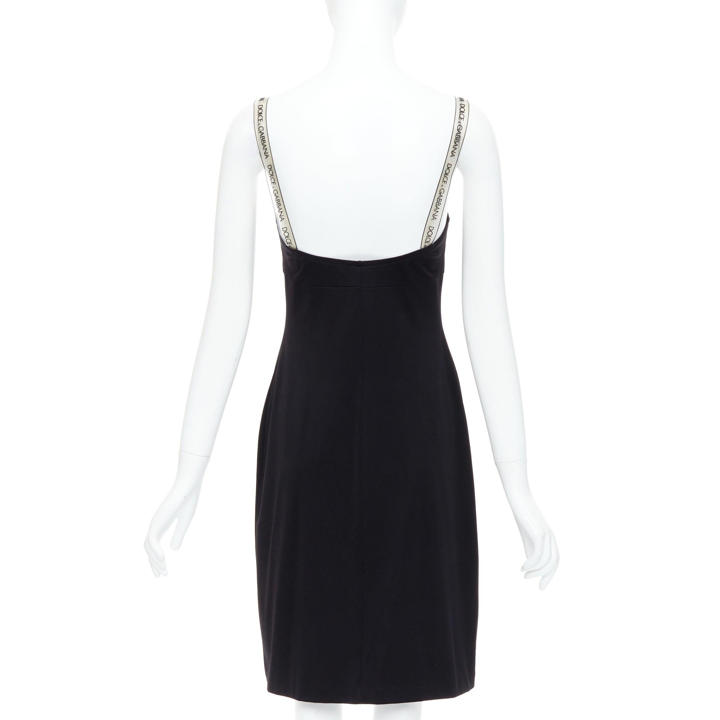 Women's DOLCE GABBANA Mare Vintage black logo clear PVC strap bustier dress IT44 L For Sale