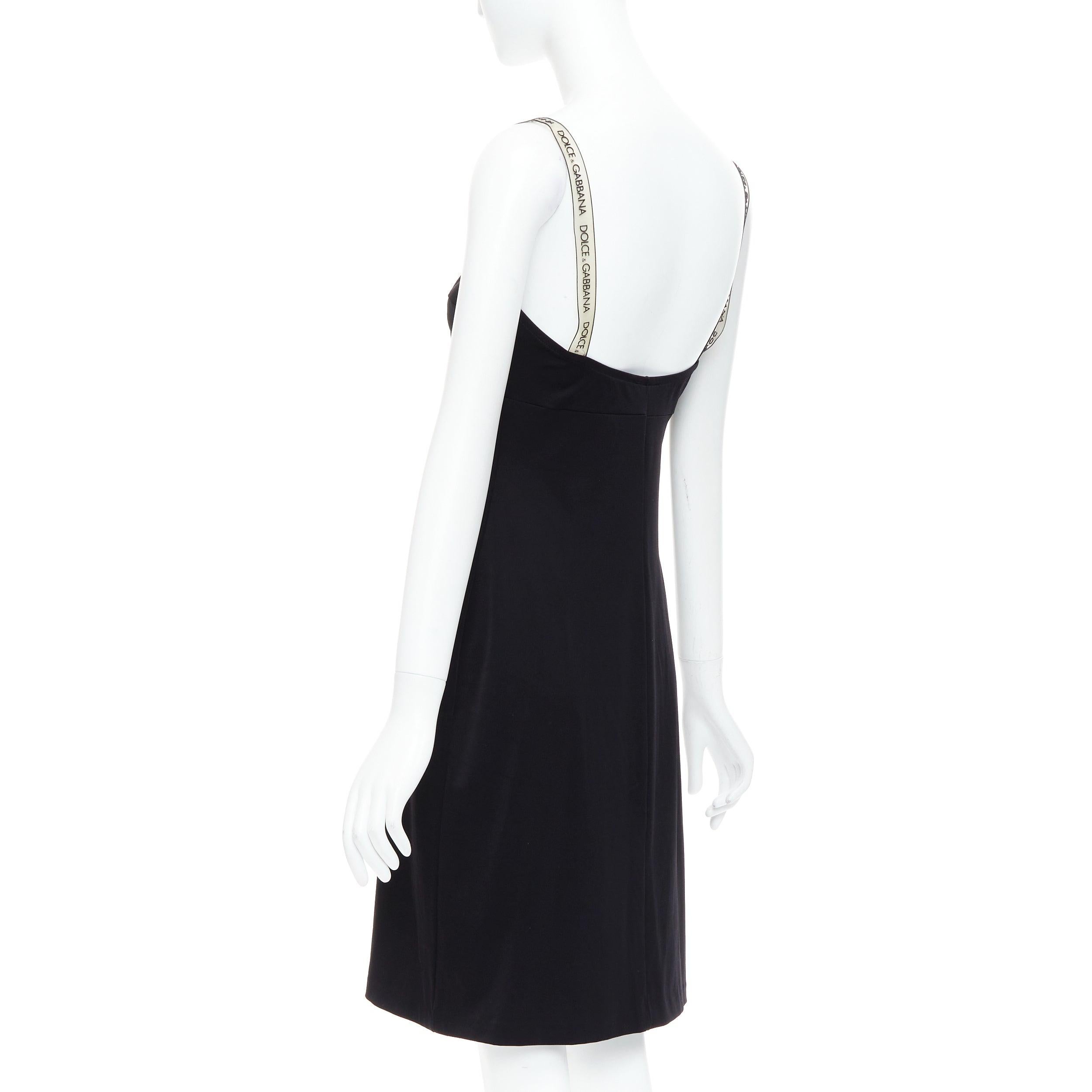 DOLCE GABBANA Mare Vintage black logo clear PVC strap bustier dress IT44 L For Sale 1