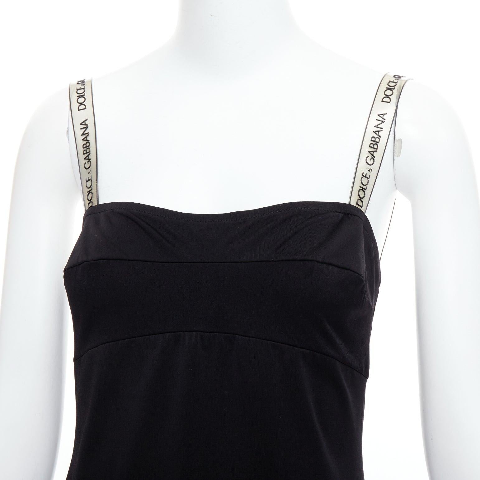 DOLCE GABBANA Mare Vintage black logo clear PVC strap bustier dress IT44 L For Sale 2