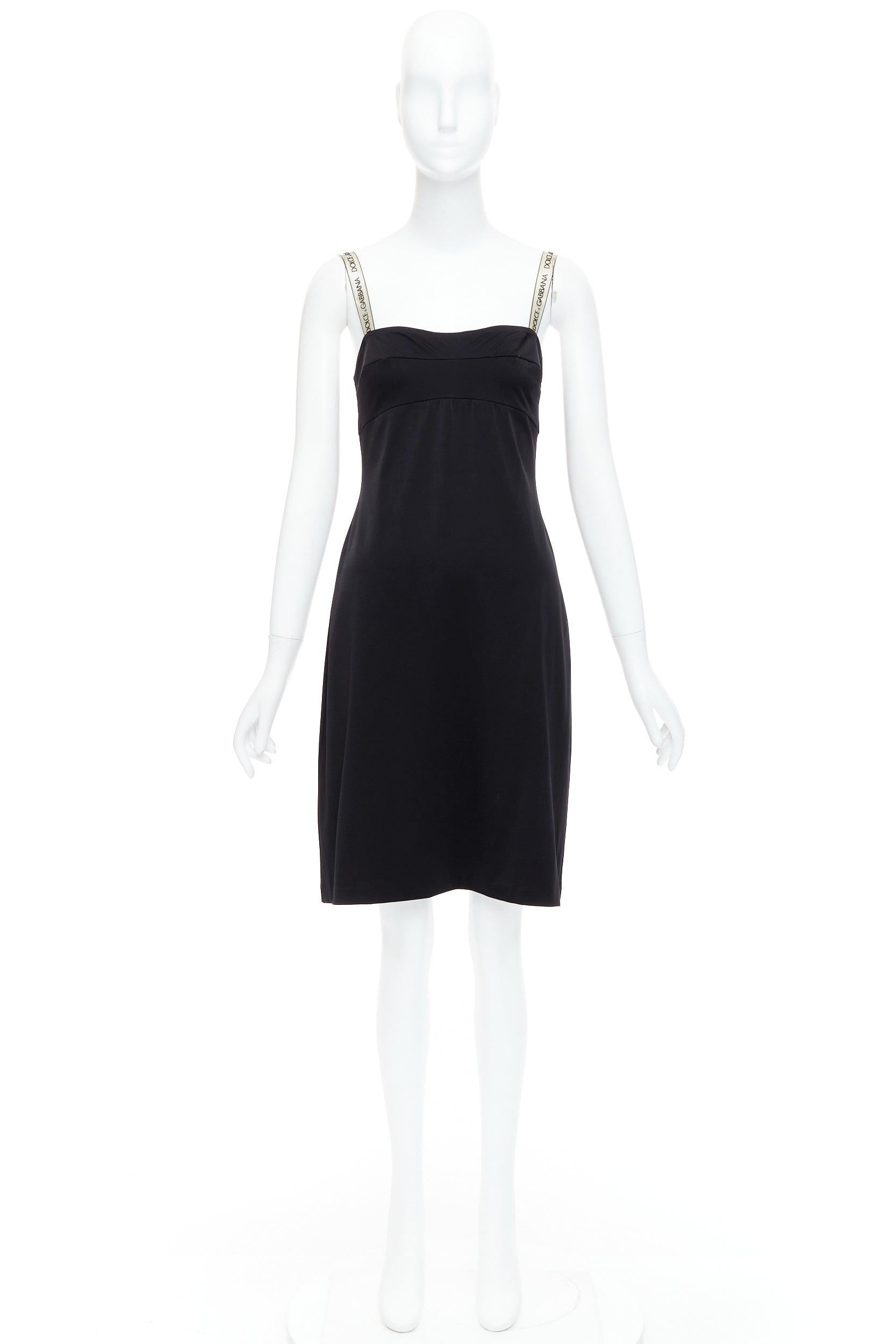 DOLCE GABBANA Mare Vintage black logo clear PVC strap bustier dress IT44 L For Sale 4
