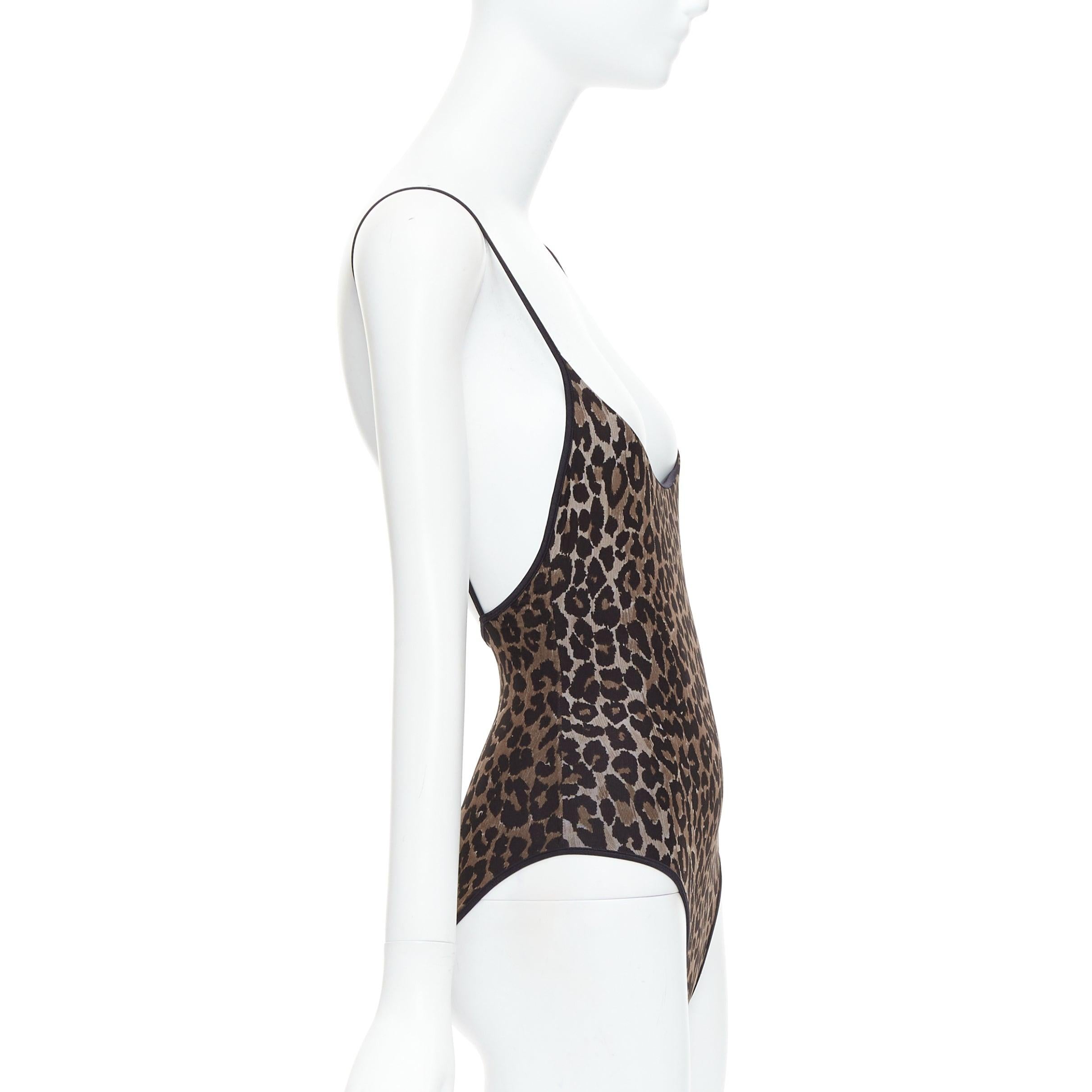 DOLCE GABBANA Mare Vintage brown leopard print scoop one piece swimsuit In Excellent Condition For Sale In Hong Kong, NT
