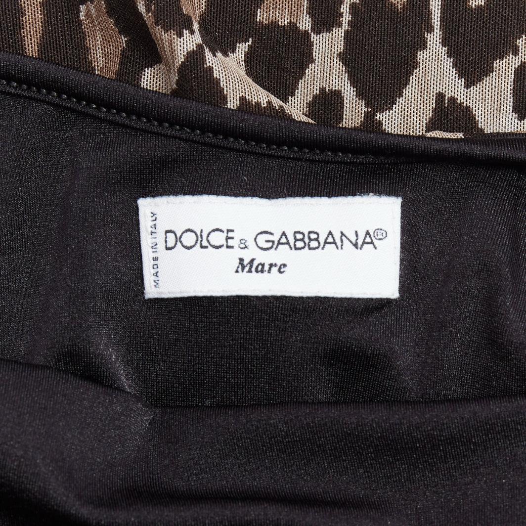 DOLCE GABBANA Mare Vintage brown leopard print scoop one piece swimsuit For Sale 3