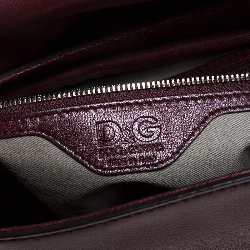 Dolce & Gabbana Maroon Leather Miss Dolce Top Handle Bag 5