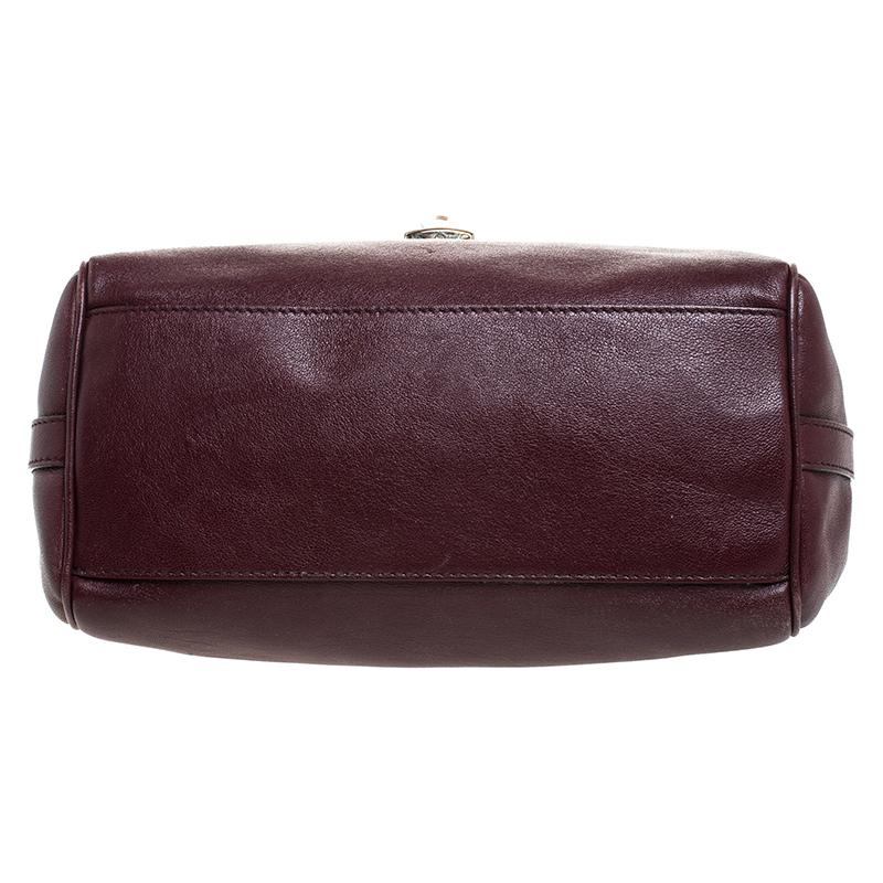 Women's Dolce & Gabbana Maroon Leather Miss Dolce Top Handle Bag