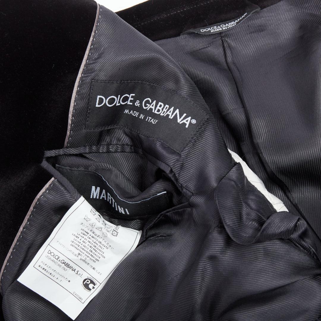 DOLCE GABBANA Martini Fit black cotton velvet blazer jacket pants suit IT48 M For Sale 6