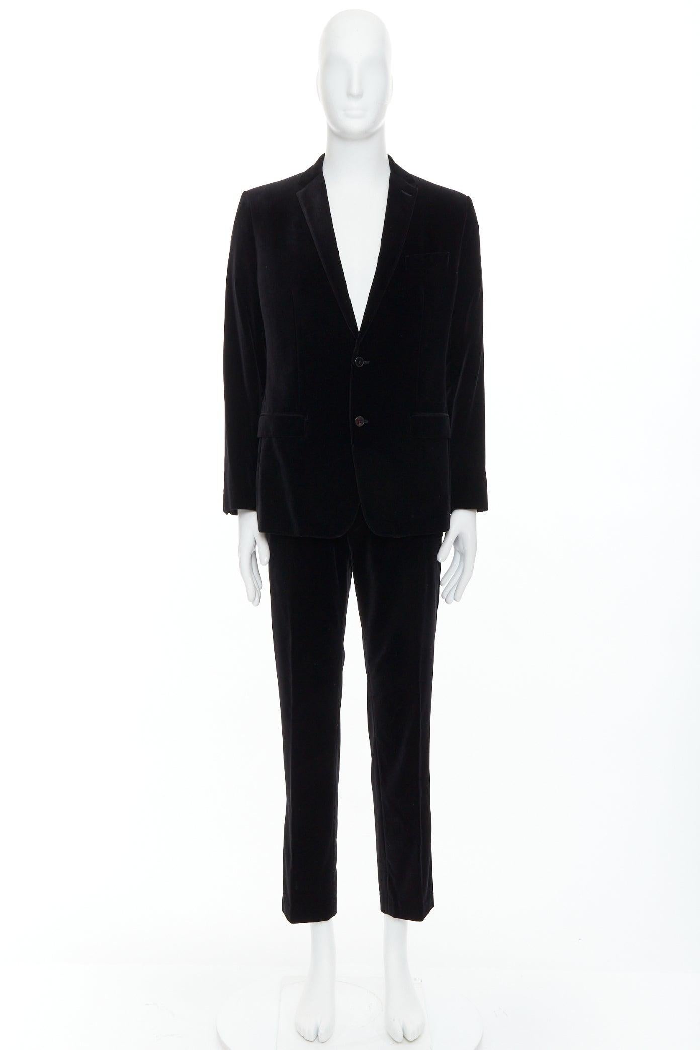 DOLCE GABBANA Martini Fit black cotton velvet blazer jacket pants suit IT48 M For Sale 7