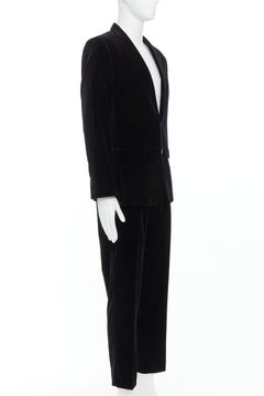 DOLCE GABBANA Martini Fit black cotton velvet blazer jacket pants suit IT48 M