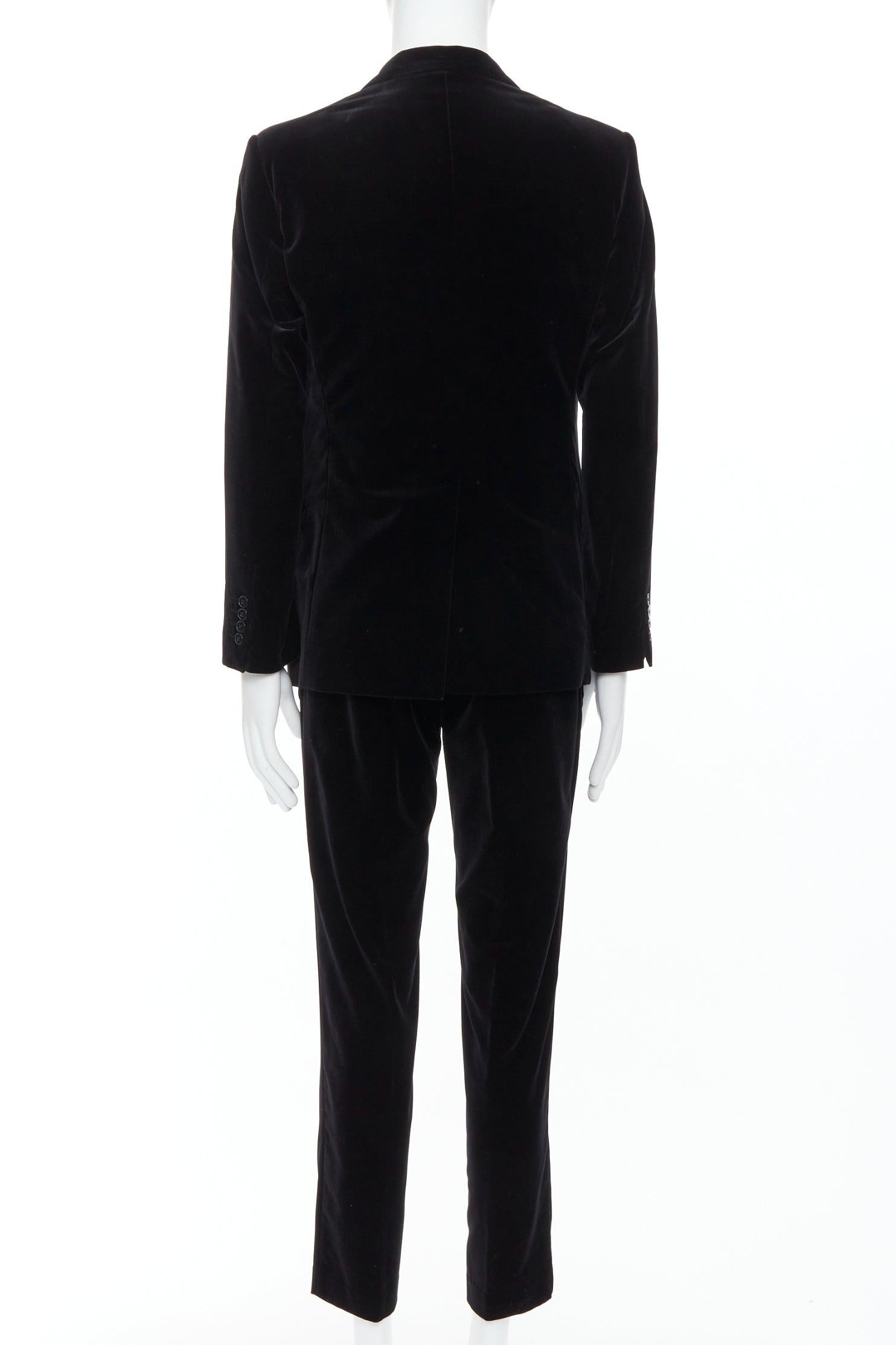 DOLCE GABBANA Martini Fit black cotton velvet blazer jacket pants suit IT48 M In Good Condition For Sale In Hong Kong, NT