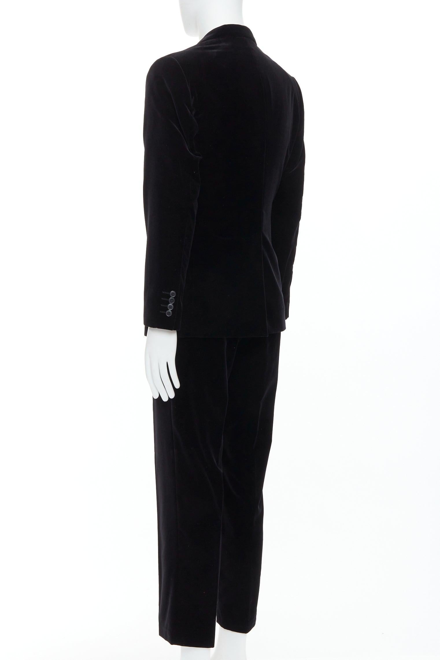 Men's DOLCE GABBANA Martini Fit black cotton velvet blazer jacket pants suit IT48 M For Sale