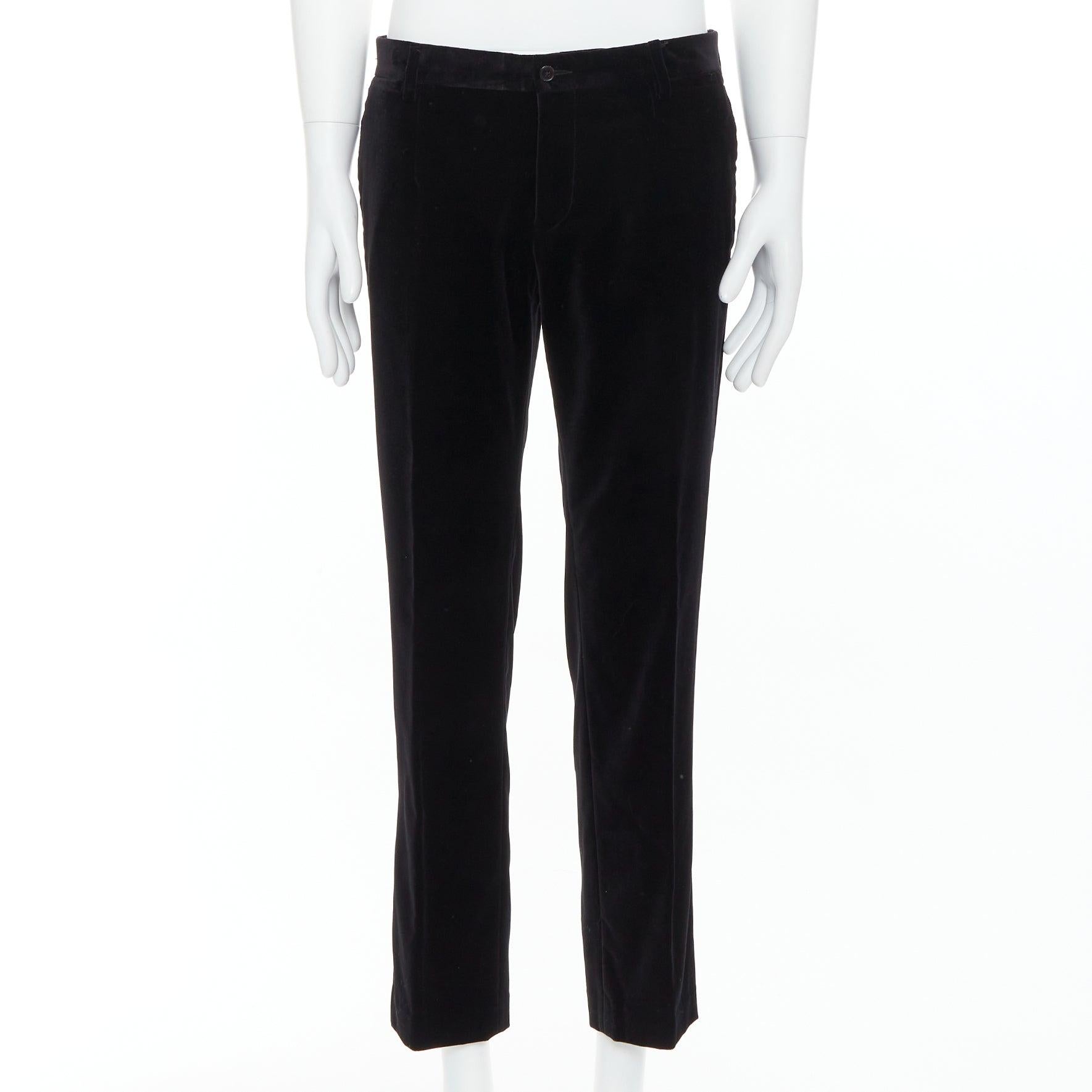 DOLCE GABBANA Martini Fit black cotton velvet blazer jacket pants suit IT48 M For Sale 1