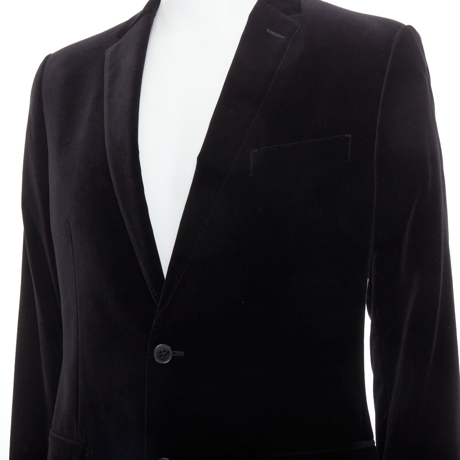 DOLCE GABBANA Martini Fit black cotton velvet blazer jacket pants suit IT48 M For Sale 3