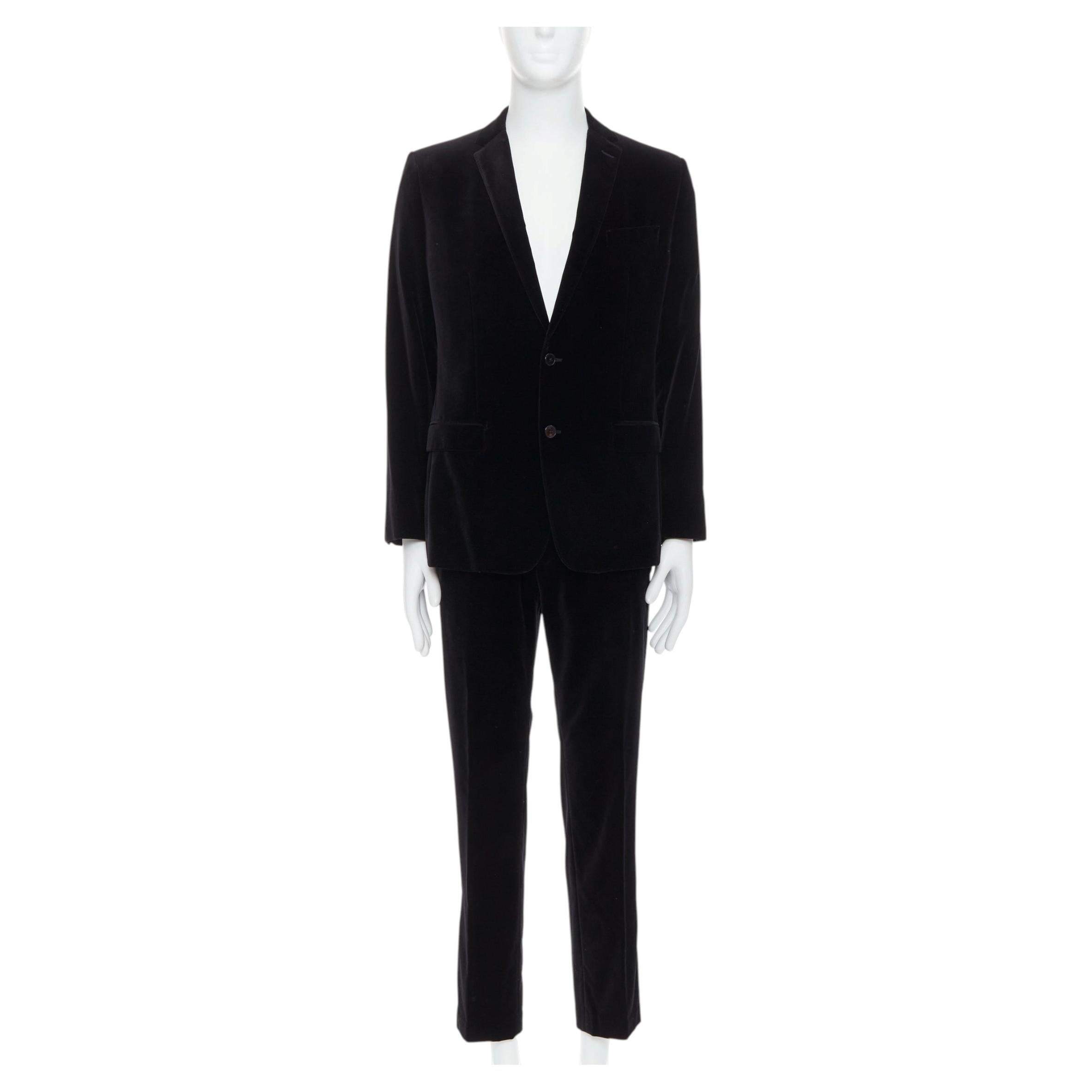 DOLCE GABBANA Martini Fit negro algodón terciopelo chaqueta chaqueta pantalón traje IT48 M