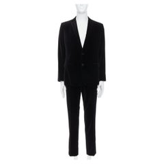 DOLCE GABBANA Martini Fit black cotton velvet blazer jacket pants suit IT48 M