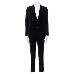 DOLCE GABBANA Martini Fit negro algodón terciopelo chaqueta chaqueta pantalón traje IT48 M