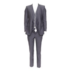 DOLCE GABBANA Martini grey wool silk single breast full canvas 3 pc suit IT44 XS