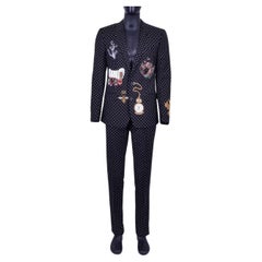 Dolce & Gabbana MARTINI Polka Dot Suit with Embroidery 44