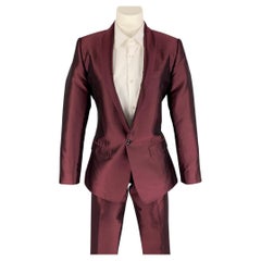DOLCE & GABBANA Martini Size 34 Burgundy Silk Shawl Lapel Suit