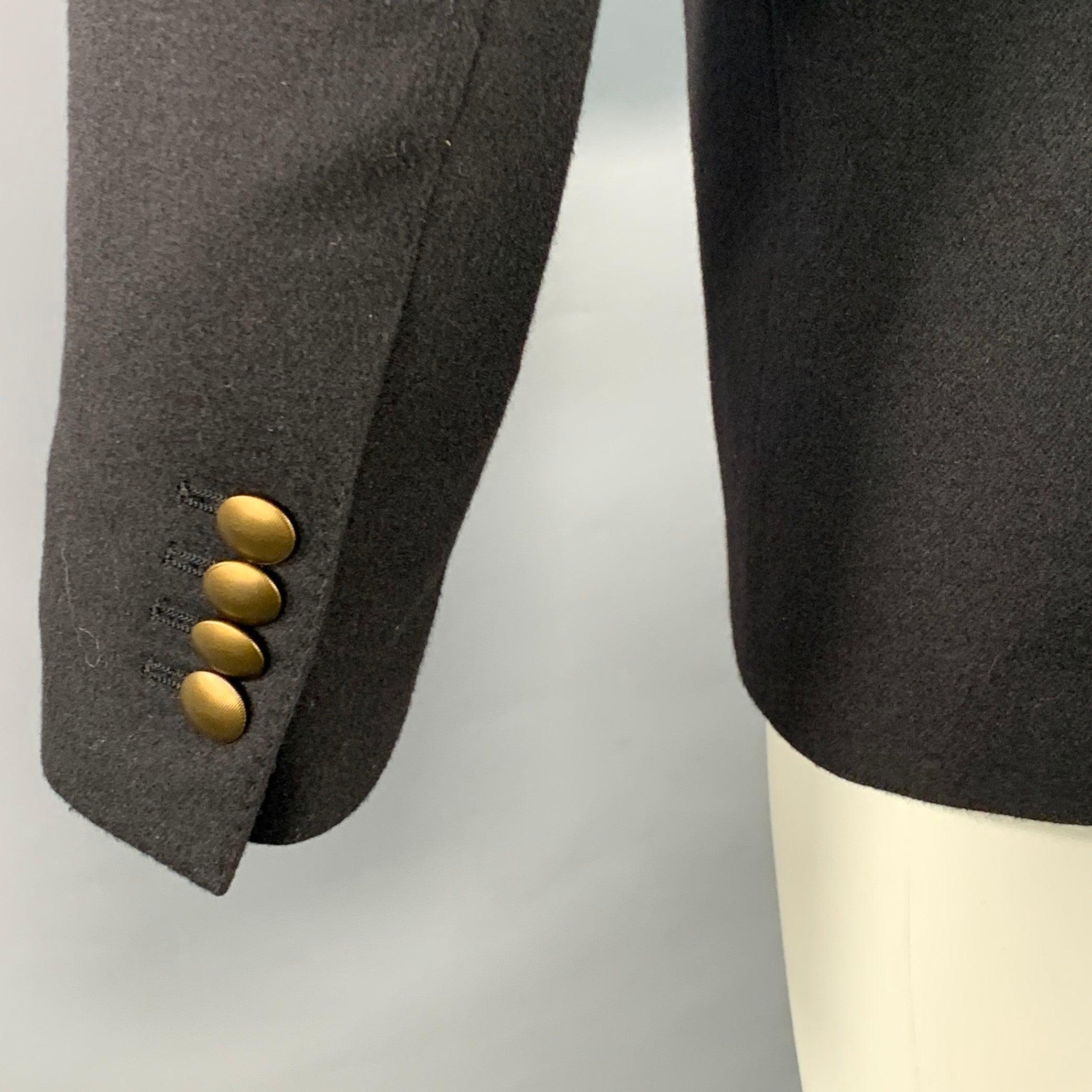 DOLCE & GABBANA MARTINI Taille 36 Manteau de sport en soie cachemire noir à simple boutonnage Pour hommes en vente