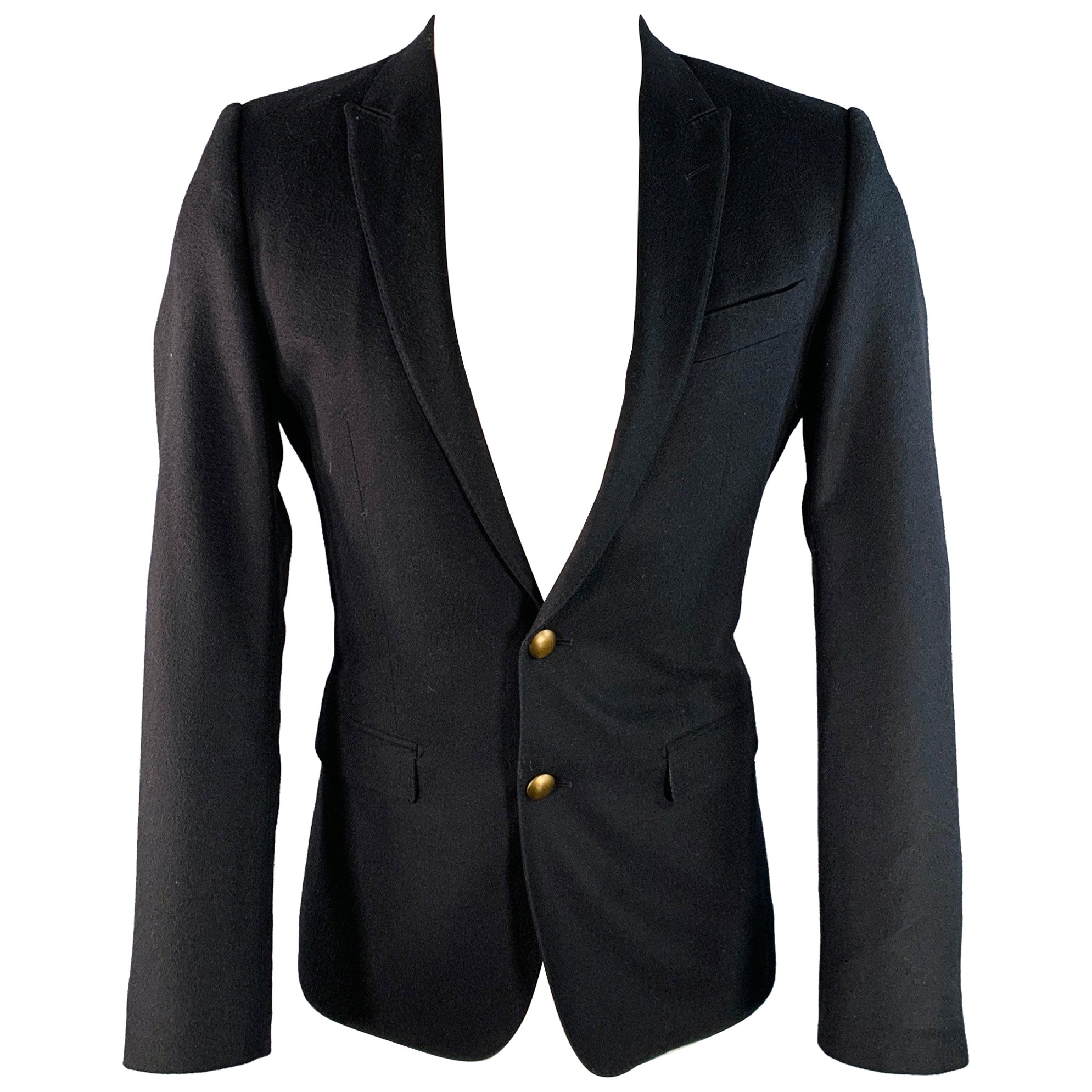 DOLCE & GABBANA MARTINI Taglia 36 Cappotto sportivo monopetto in seta e cashmere nero