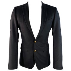 DOLCE & GABBANA MARTINI Taglia 36 Cappotto sportivo monopetto in seta e cashmere nero