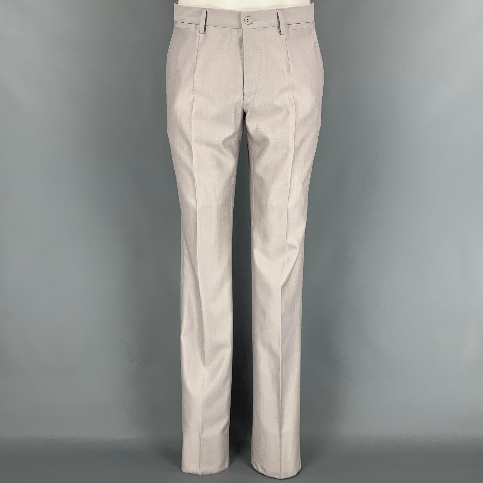 DOLCE & GABBANA Martini Size 36 Long Light Grey Wool / Silk 3 Piece Suit For Sale 2