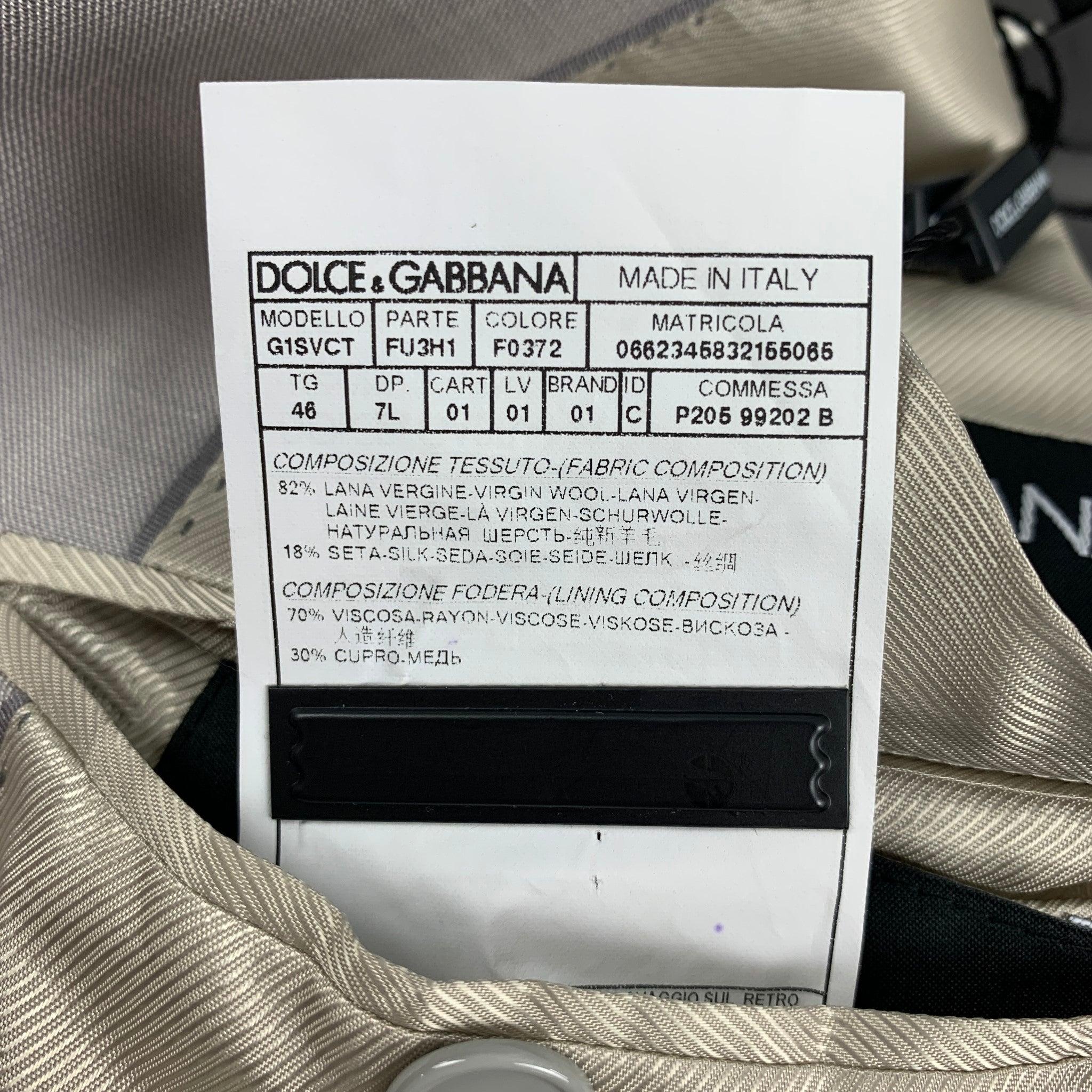 Dolce & Gabbana Taille 36 Costume 3 pièces long en laine/soie gris clair en vente 4