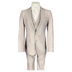 DOLCE & GABBANA Martini Size 36 Long Light Grey Wool / Silk 3 Piece Suit