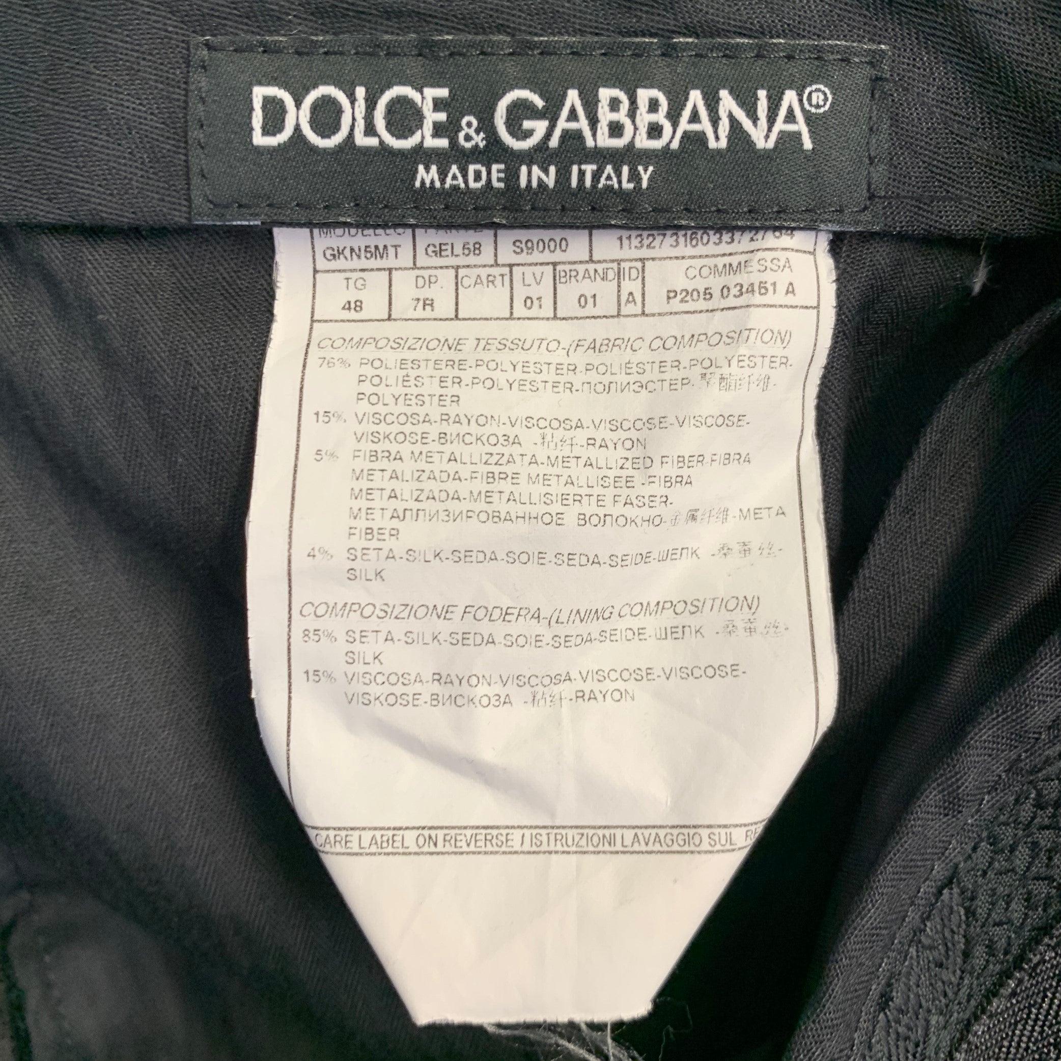DOLCE & GABBANA MARTINI Taglia 38 Nero Beige Jacquard Poliestere Miscela Abito con Risvolto a Scialle in vendita 7
