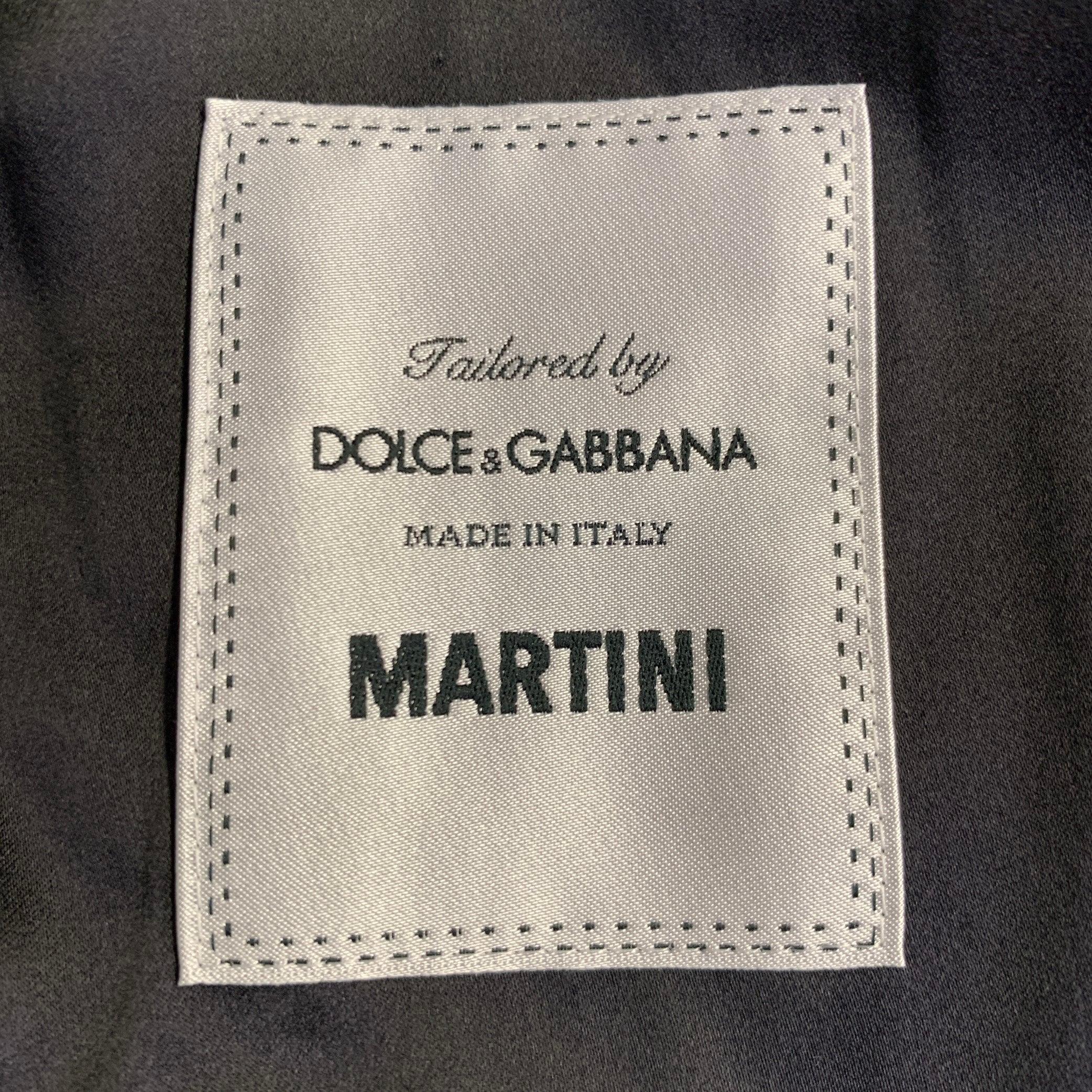 DOLCE & GABBANA MARTINI Taglia 38 Nero Beige Jacquard Poliestere Miscela Abito con Risvolto a Scialle in vendita 4
