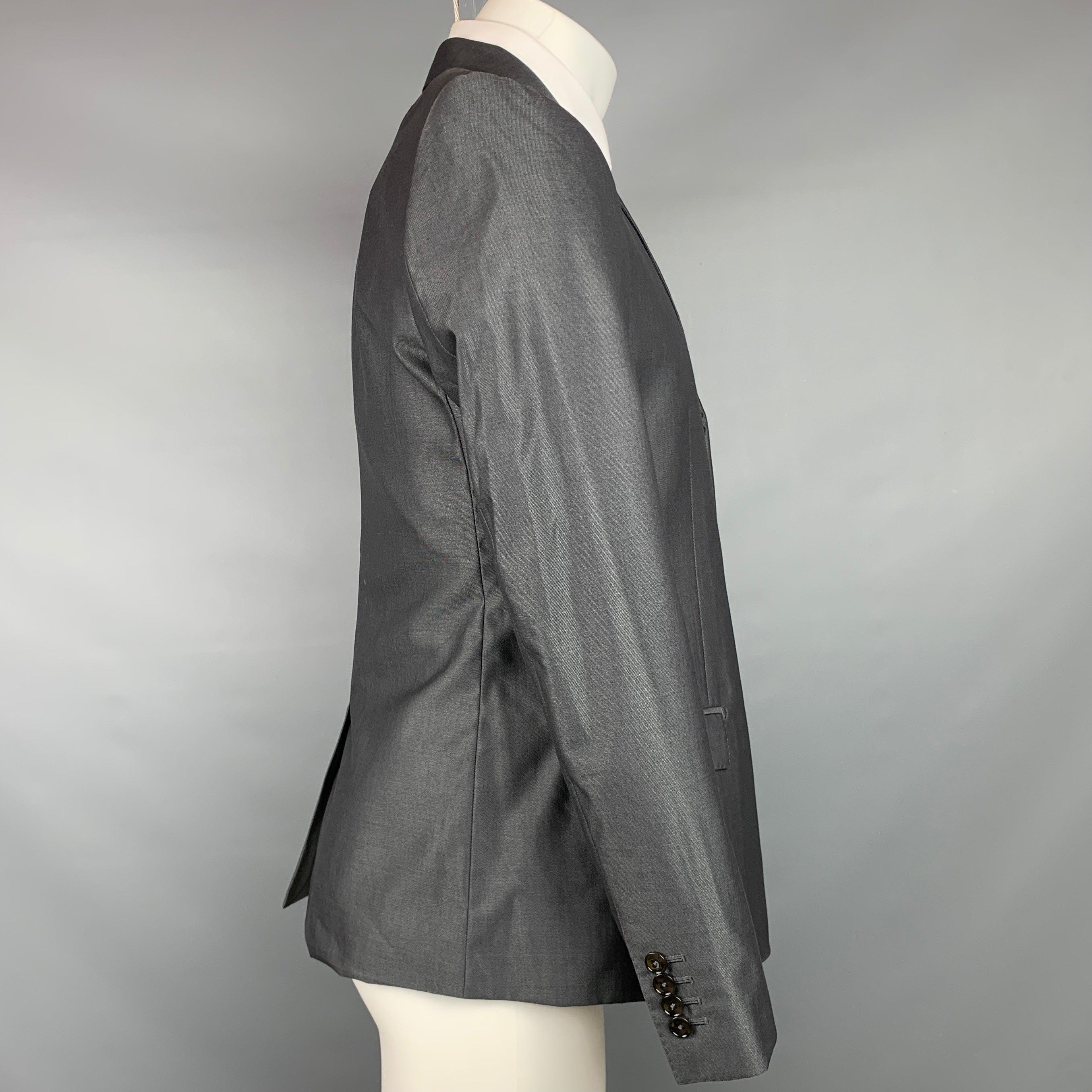 DOLCE & GABBANA Martini Size 38 Charcoal Wool / Silk Peak Lapel Sport Coat In Good Condition For Sale In San Francisco, CA