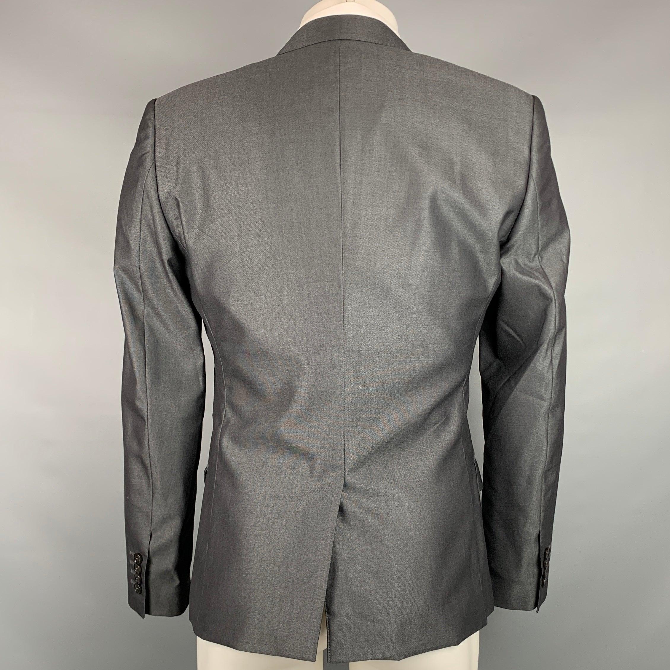 Men's DOLCE & GABBANA Martini Size 38 Charcoal Wool / Silk Peak Lapel Sport Coat For Sale