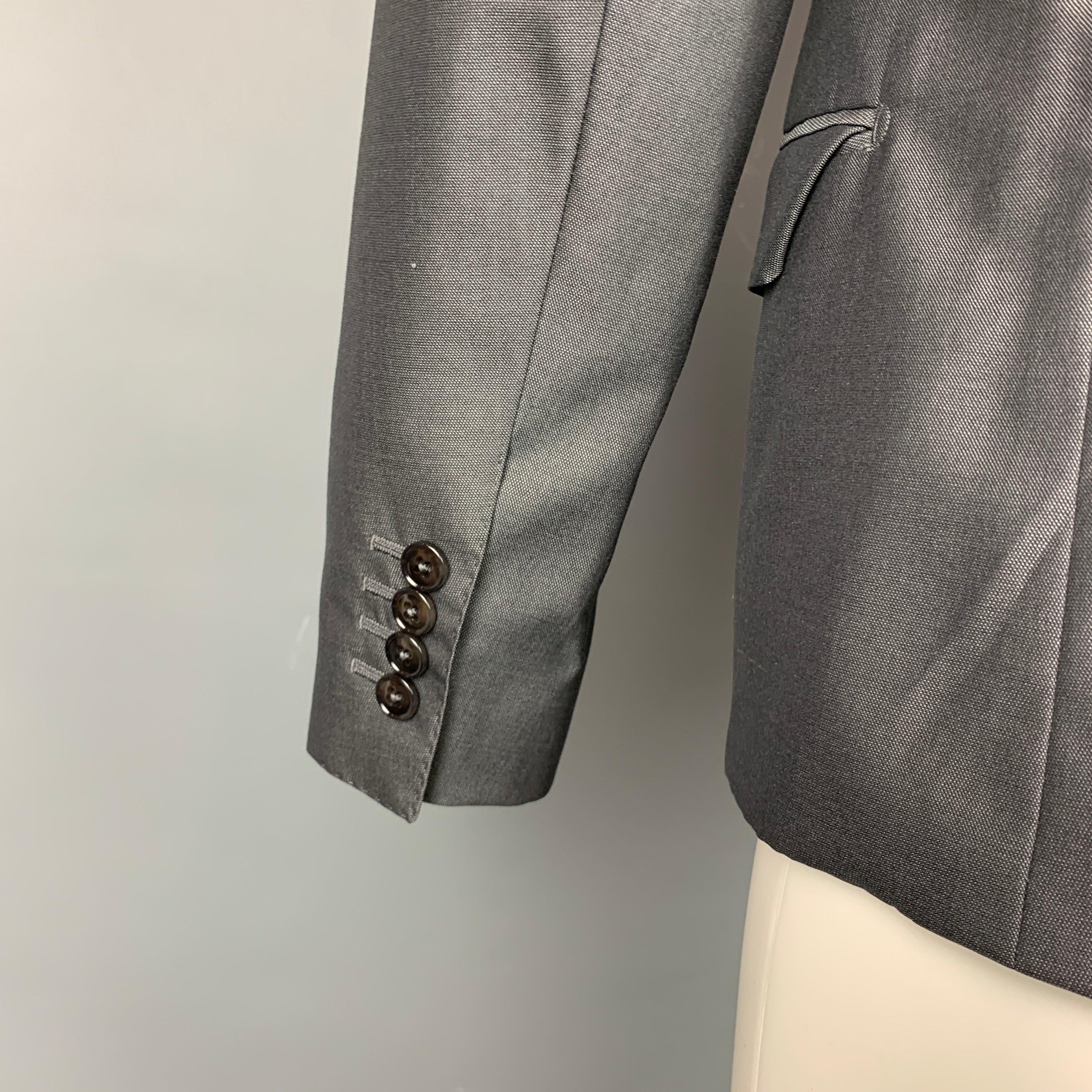 DOLCE & GABBANA Martini Size 38 Charcoal Wool / Silk Peak Lapel Sport Coat For Sale 1