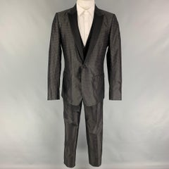 DOLCE & GABBANA Martini Size 40 Black White Dots Silk Polyester 3 Piece Suit
