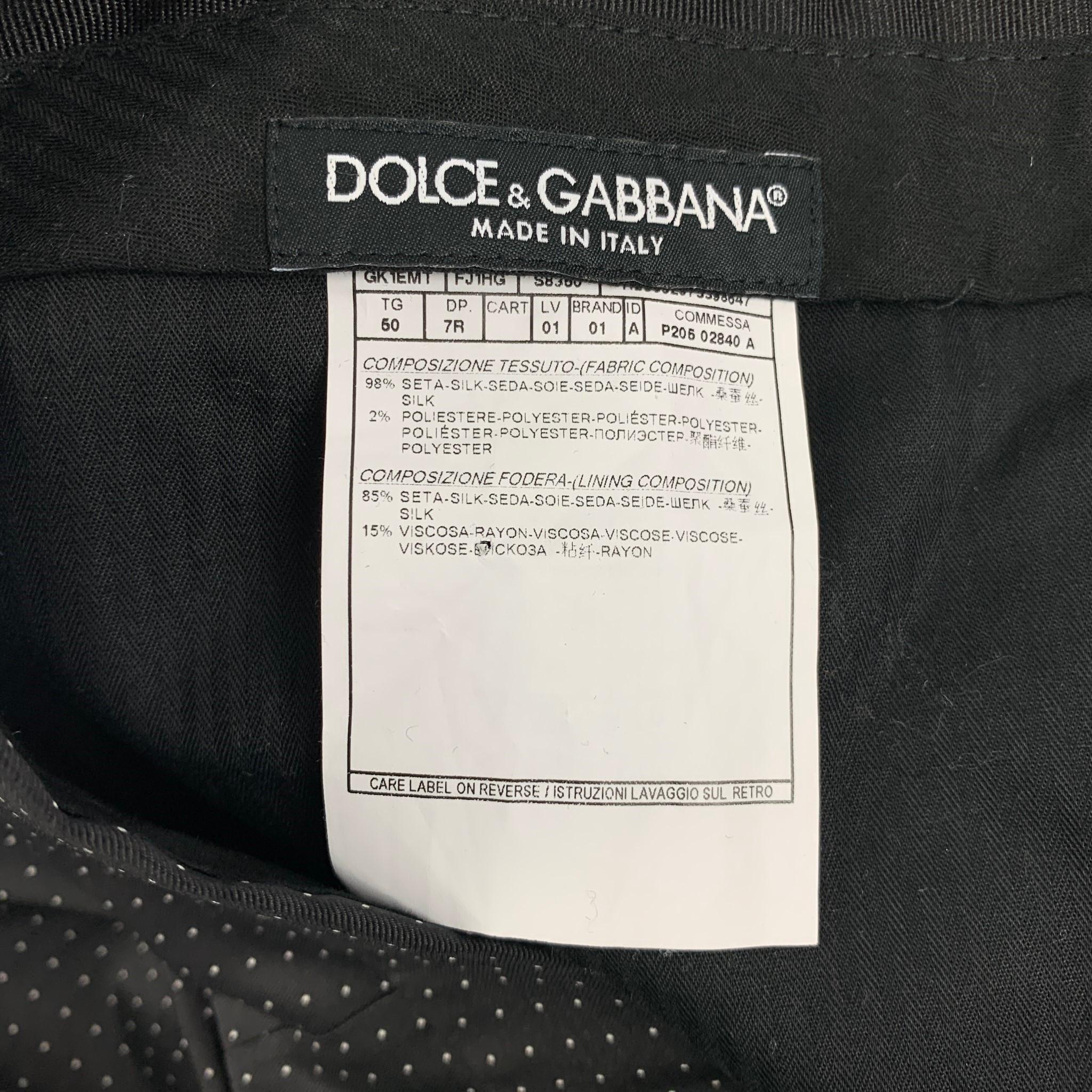 Men's DOLCE & GABBANA Martini Size 40 Black White Dots Silk Polyester 3 Piece Suit