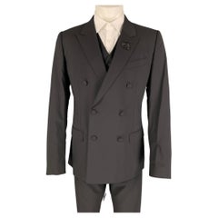 DOLCE & GABBANA Martini Size 42 Black Virgin Wool Crystal Accents 3 Piece Suit