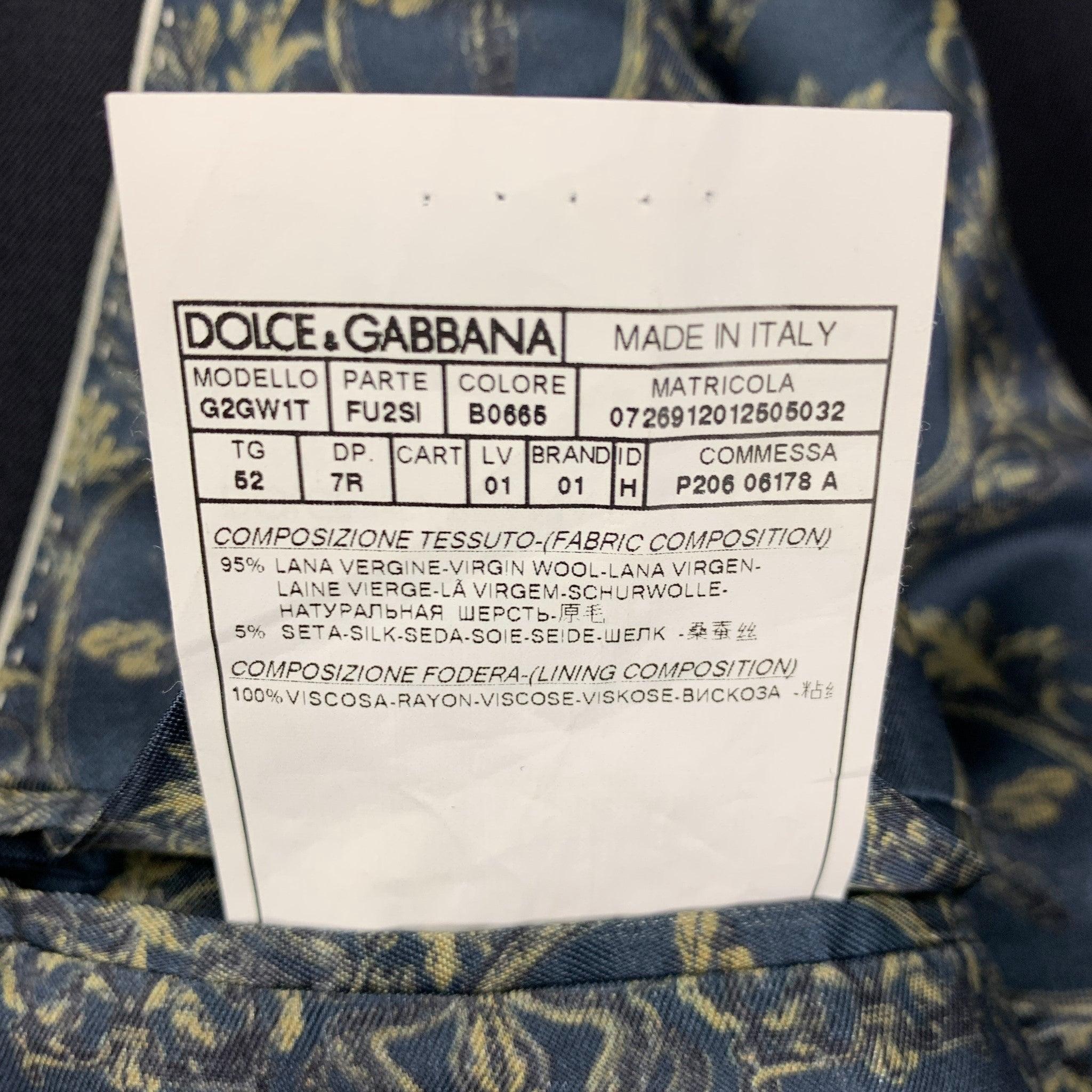 DOLCE & GABBANA Martini Size 42 Regular Navy Wool Silk Sport Coat For Sale 1