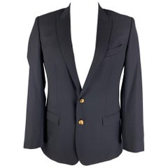 DOLCE & GABBANA Martini Size 42 Regular Navy Wool Silk Sport Coat
