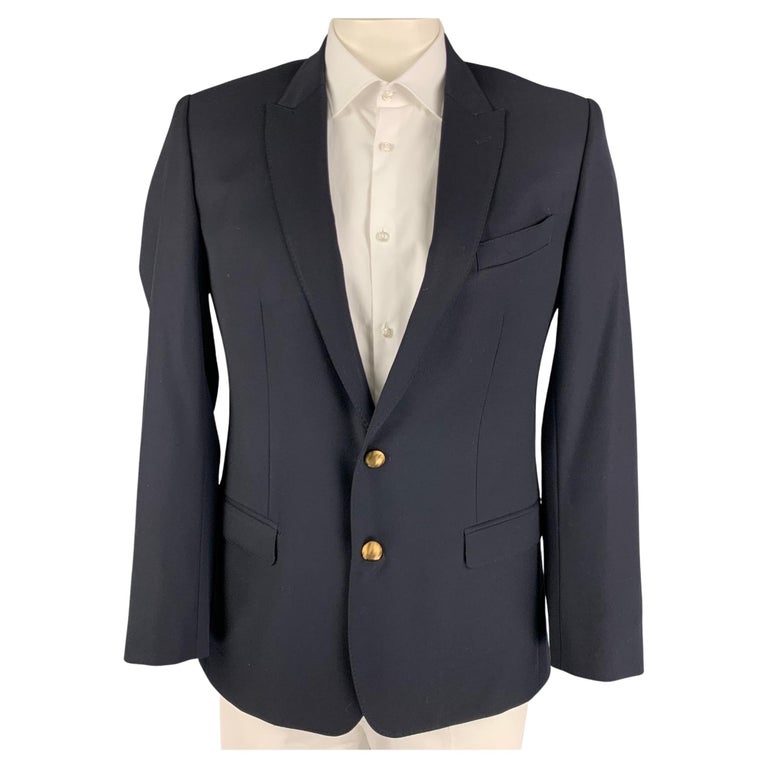 DOLCE and GABBANA Martini Size 42 Regular Navy Wool Silk Sport Coat For